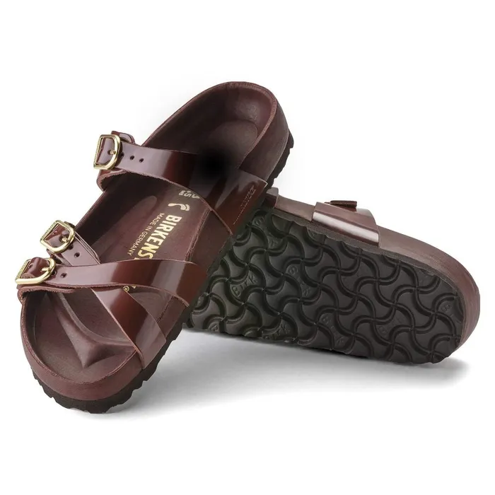 Women Birkenstock MultiStrap Franca High Shine Chocolate