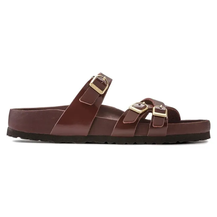 Women Birkenstock MultiStrap Franca High Shine Chocolate