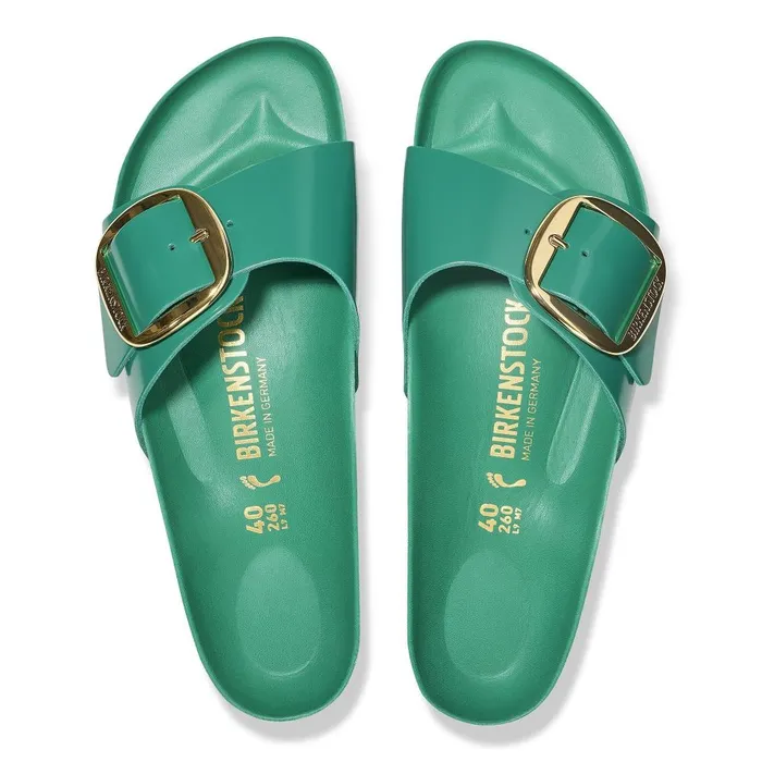 Women Birkenstock OneStrap Madrid Big Buckle High Shine Digital Green