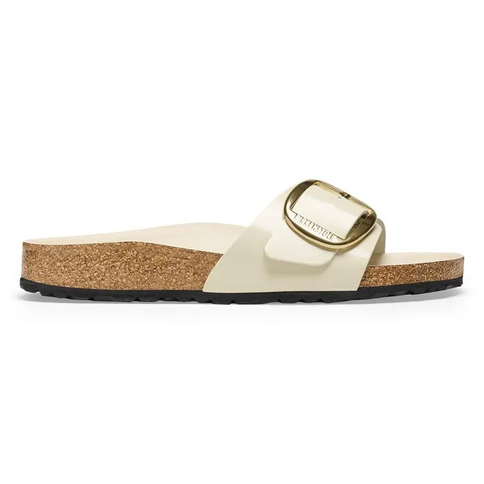 Women Birkenstock OneStrap Madrid Big Buckle High Shine Ecru