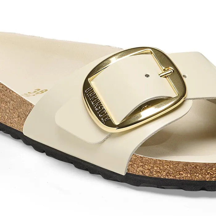 Women Birkenstock OneStrap Madrid Big Buckle High Shine Ecru