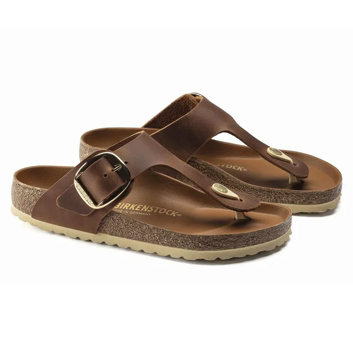 Women Birkenstock Thong Gizeh Big Buckle Cognac