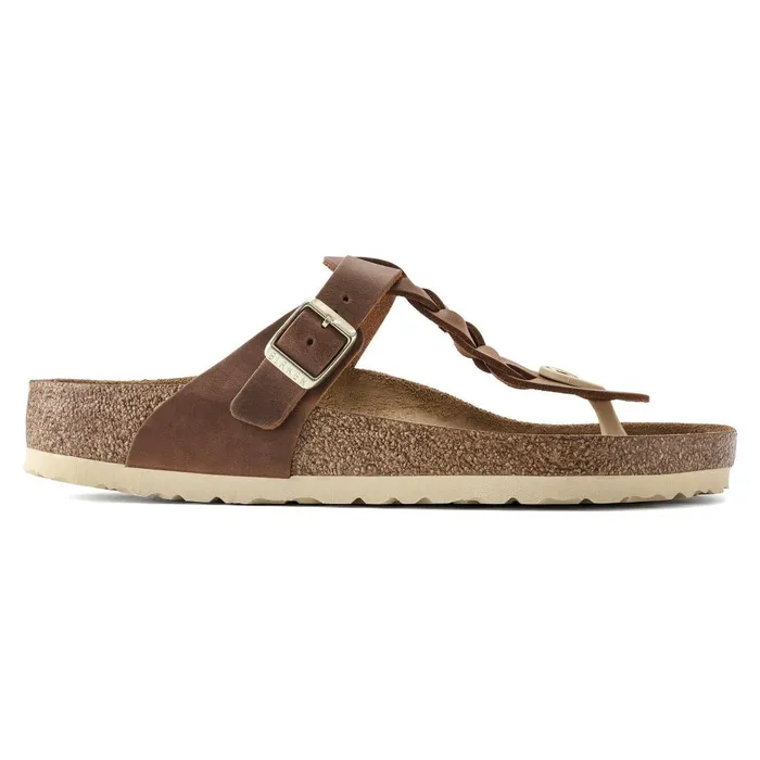 Women Birkenstock Thong Gizeh Braided Cognac
