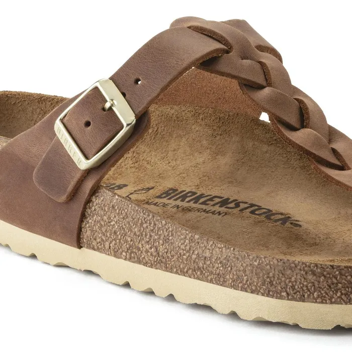 Women Birkenstock Thong Gizeh Braided Cognac