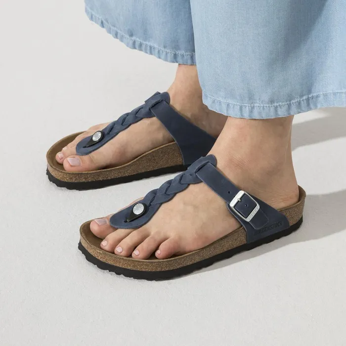 Women Birkenstock Thong Gizeh Braided Navy