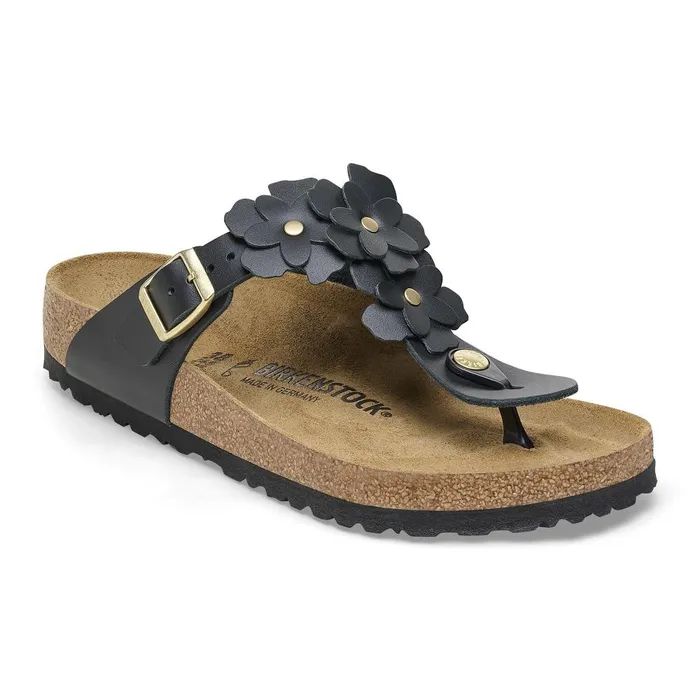 Women Birkenstock Thong Gizeh Flower Black
