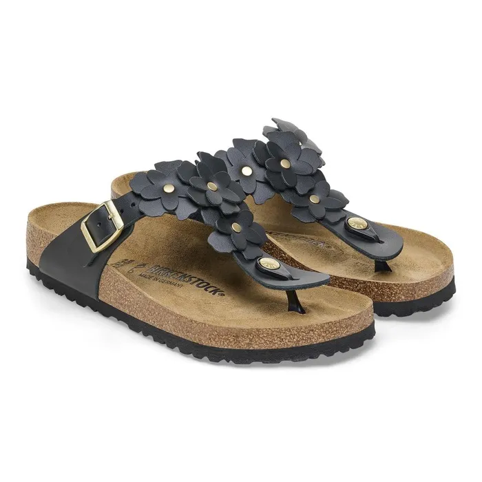 Women Birkenstock Thong Gizeh Flower Black