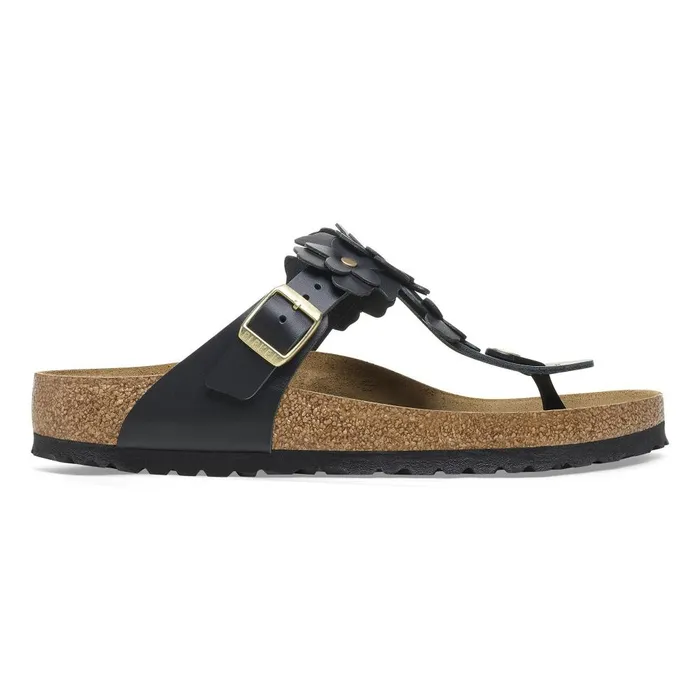 Women Birkenstock Thong Gizeh Flower Black