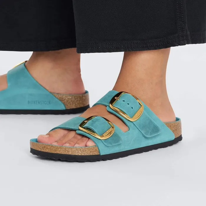 Women Birkenstock TwoStrap Arizona Big Buckle Biscay Bay