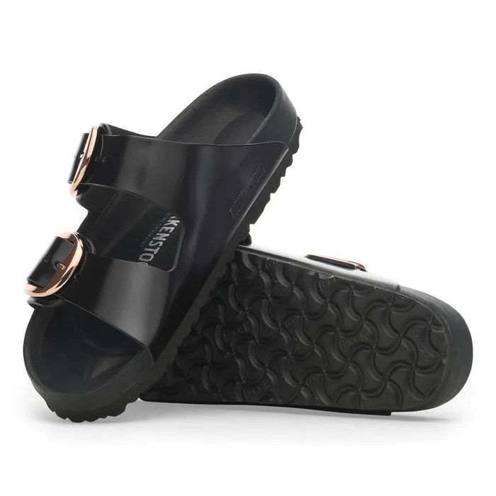 Women Birkenstock TwoStrap Arizona Big Buckle High Shine Black