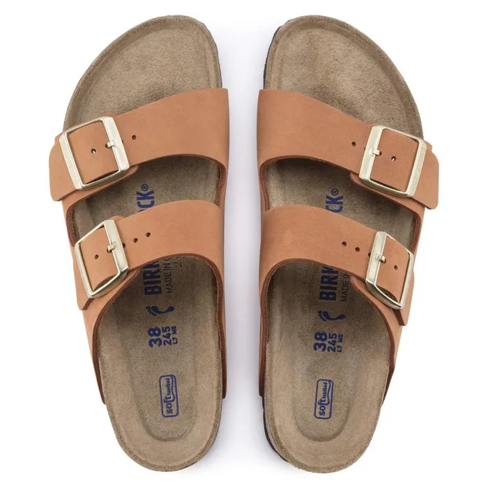 Women Birkenstock TwoStrap Arizona Soft Footbed Pecan