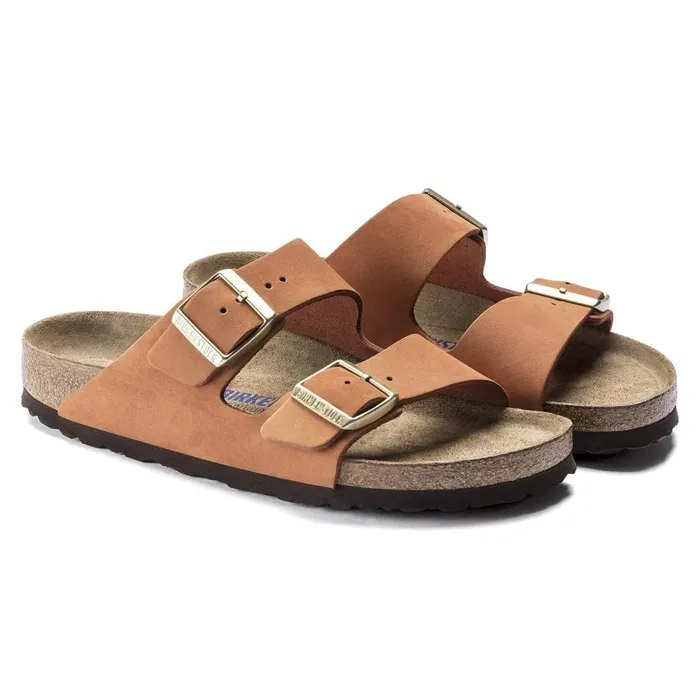 Women Birkenstock TwoStrap Arizona Soft Footbed Pecan