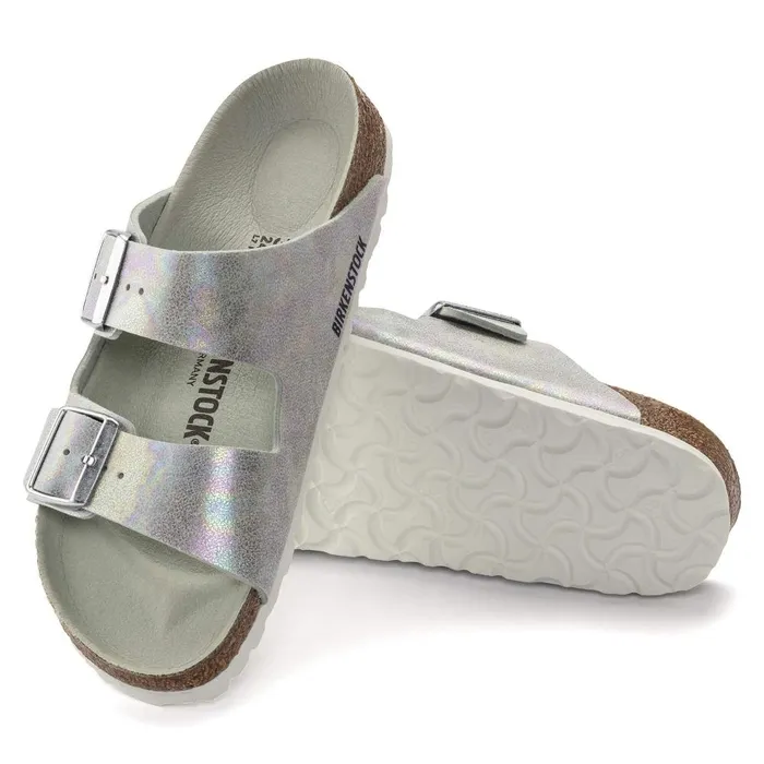 Women Birkenstock TwoStrap Arizona Vegan Iridescent Matcha