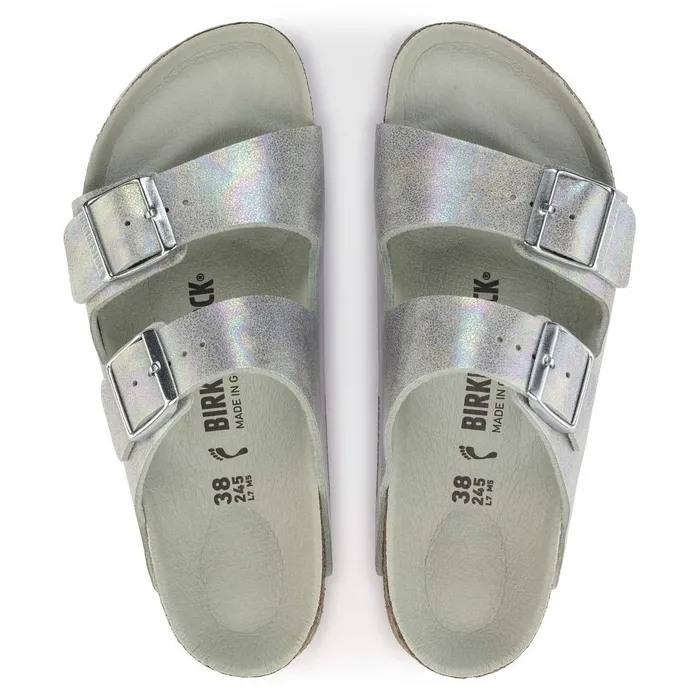 Women Birkenstock TwoStrap Arizona Vegan Iridescent Matcha