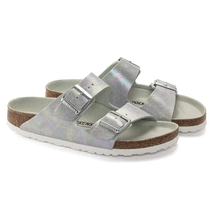 Women Birkenstock TwoStrap Arizona Vegan Iridescent Matcha