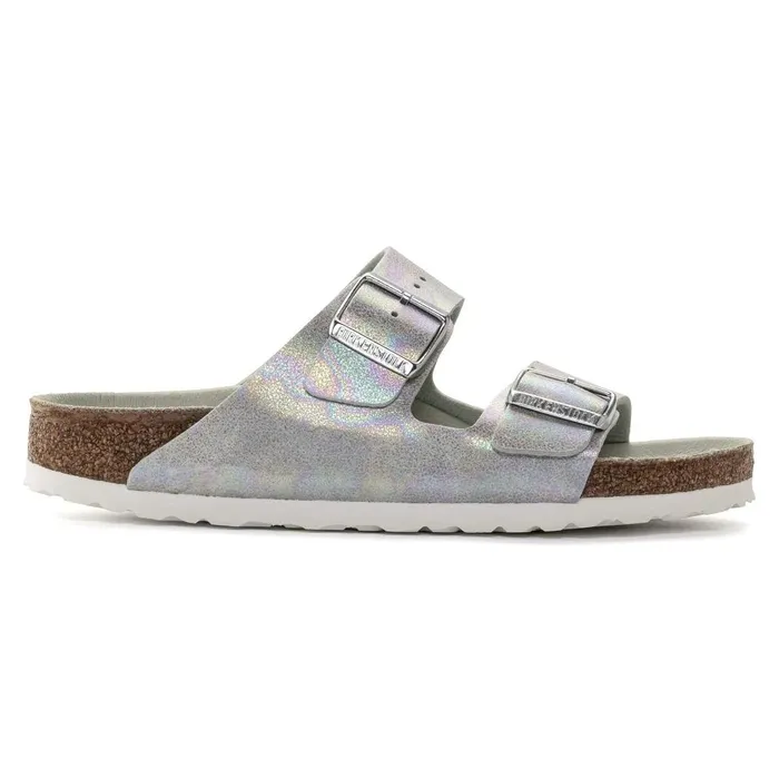 Women Birkenstock TwoStrap Arizona Vegan Iridescent Matcha