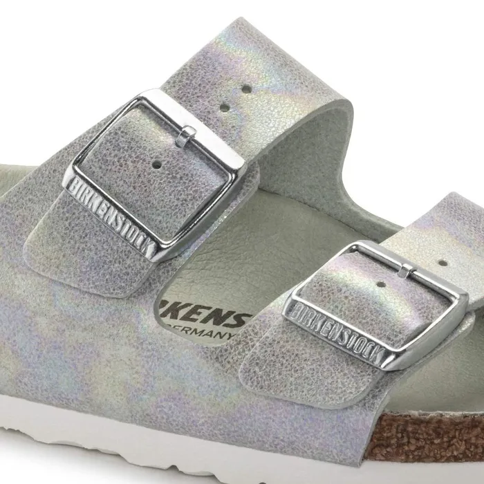 Women Birkenstock TwoStrap Arizona Vegan Iridescent Matcha