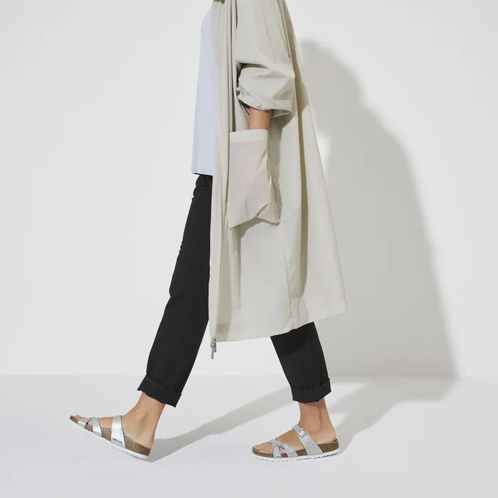 Women Birkenstock TwoStrap Franca Vegan Iridescent Matcha