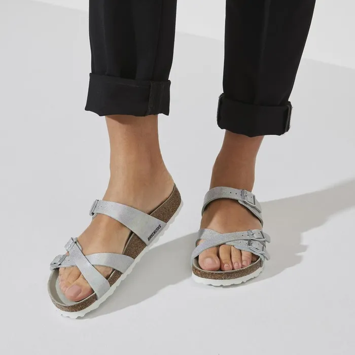 Women Birkenstock TwoStrap Franca Vegan Iridescent Matcha