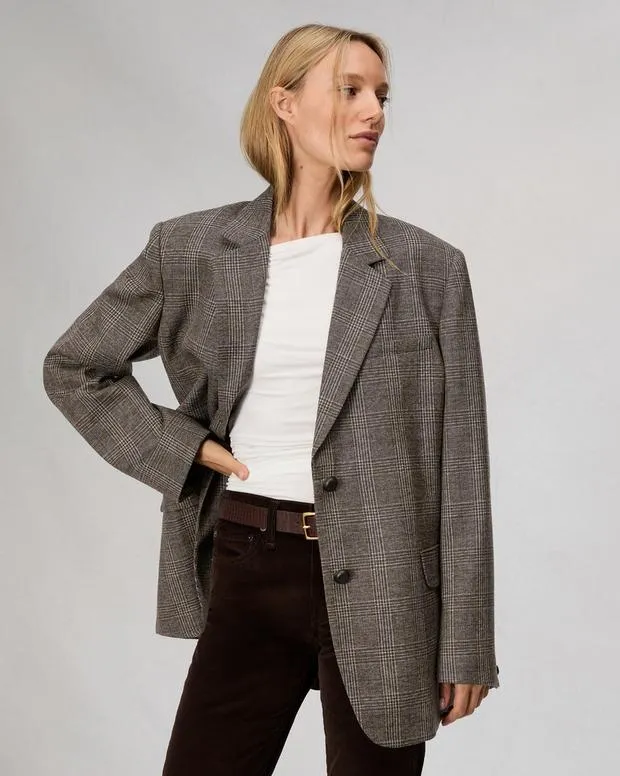 Women Blazers and Vests Rag and Bone Lainey Plaid Blazer Brown Plaid