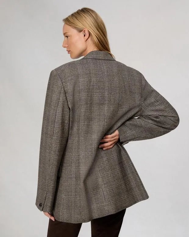Women Blazers and Vests Rag and Bone Lainey Plaid Blazer Brown Plaid