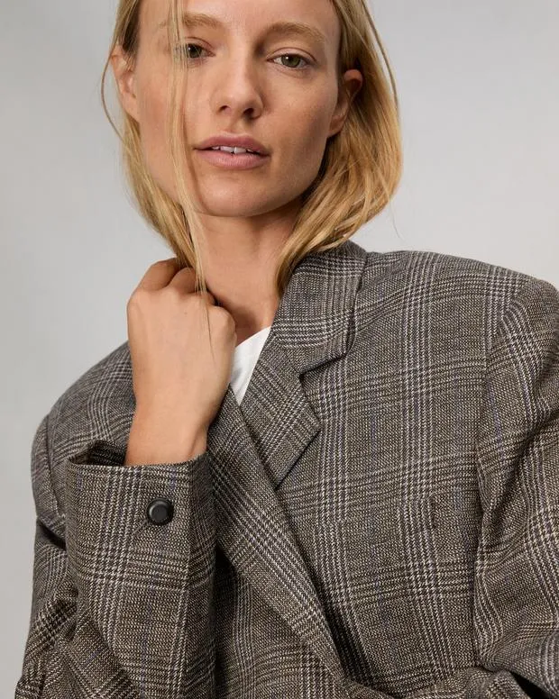 Women Blazers and Vests Rag and Bone Lainey Plaid Blazer Brown Plaid