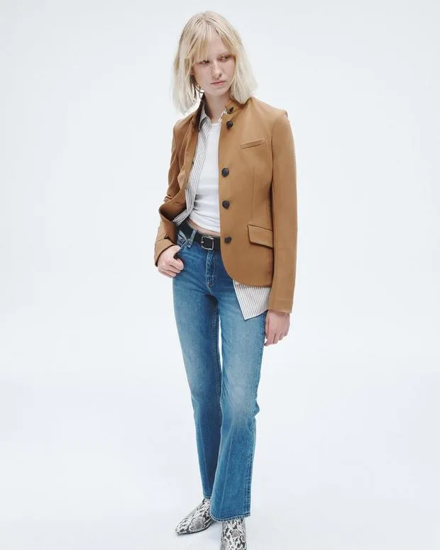 Women Blazers and Vests Rag and Bone Slade Ponte Blazer Camel