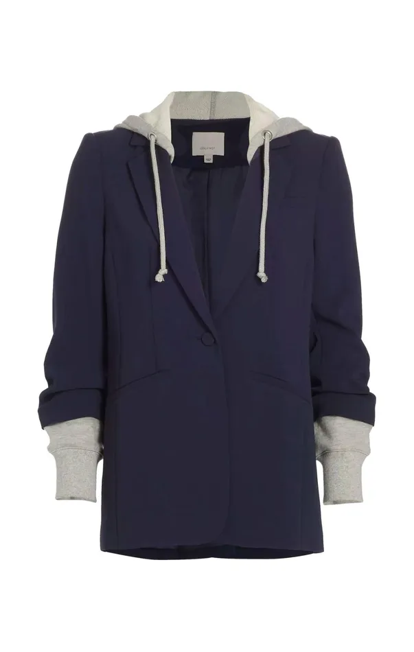 Women Blazers Cinq Sept Hooded Khloe Jacket Navyheather Grey
