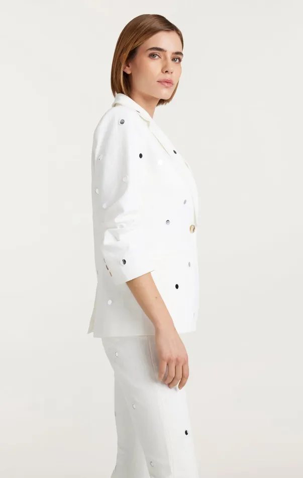 Women Blazers Cinq Sept Mirror Denim Khloe Blazer White
