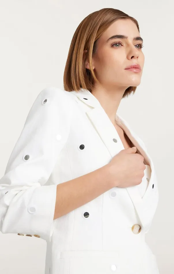 Women Blazers Cinq Sept Mirror Denim Khloe Blazer White