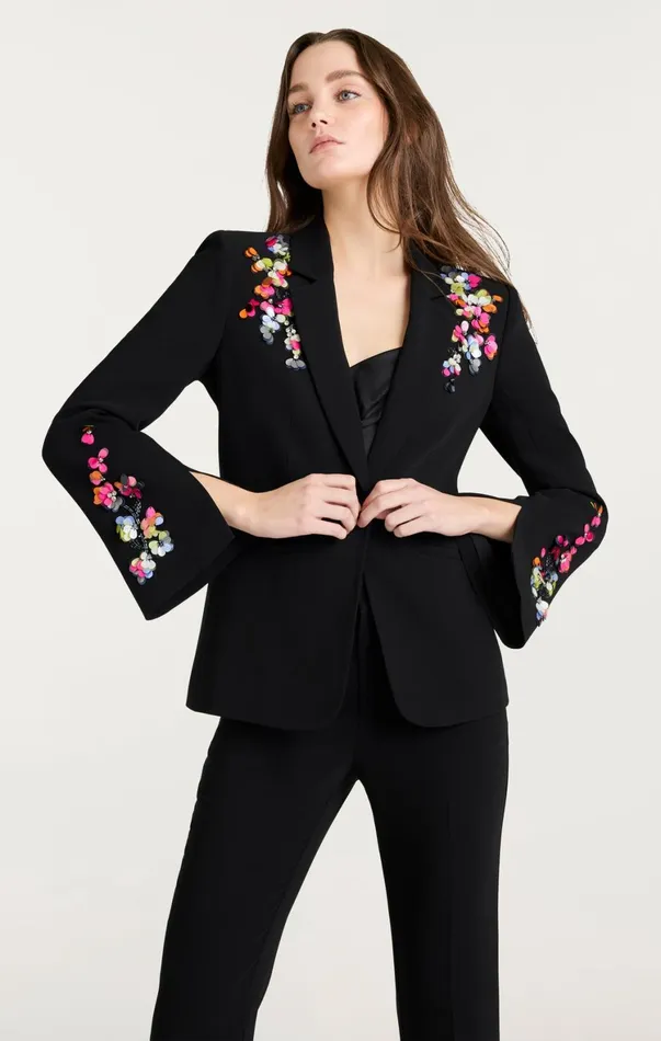 Women Blazers Cinq Sept Paillette Vines Cheyenne Blazer Blackmulti