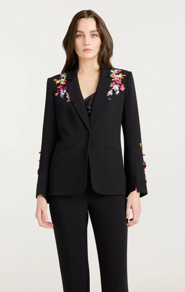 Women Blazers Cinq Sept Paillette Vines Cheyenne Blazer Blackmulti