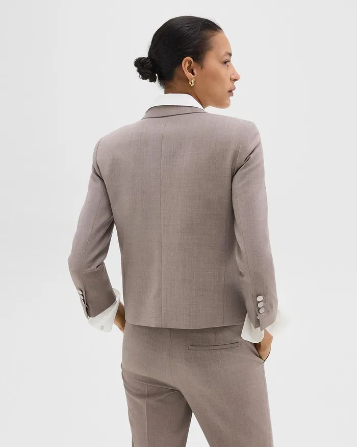 Women Blazers Jackets Theory Boxy Blazer In Good Wool Cinder Melange
