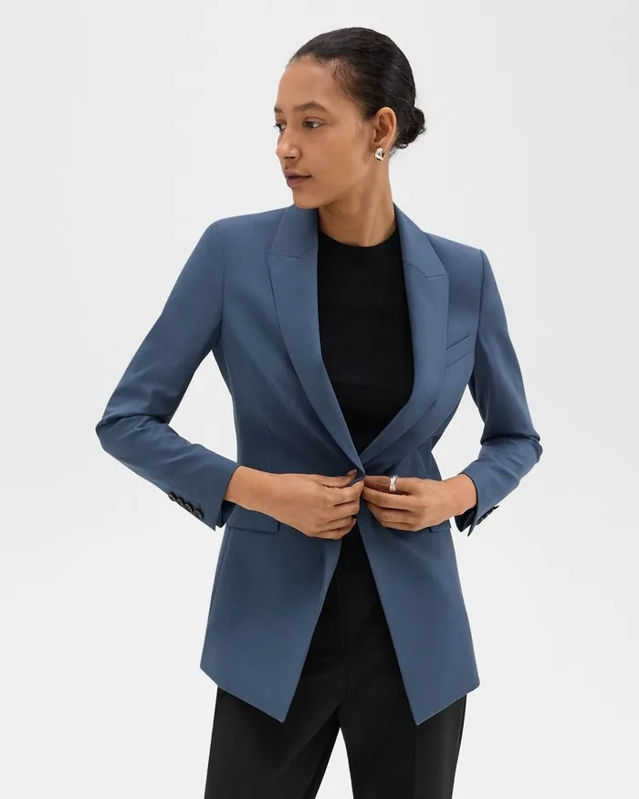 Women Blazers Jackets Theory Etiennette Blazer In Good Wool Ash Blue