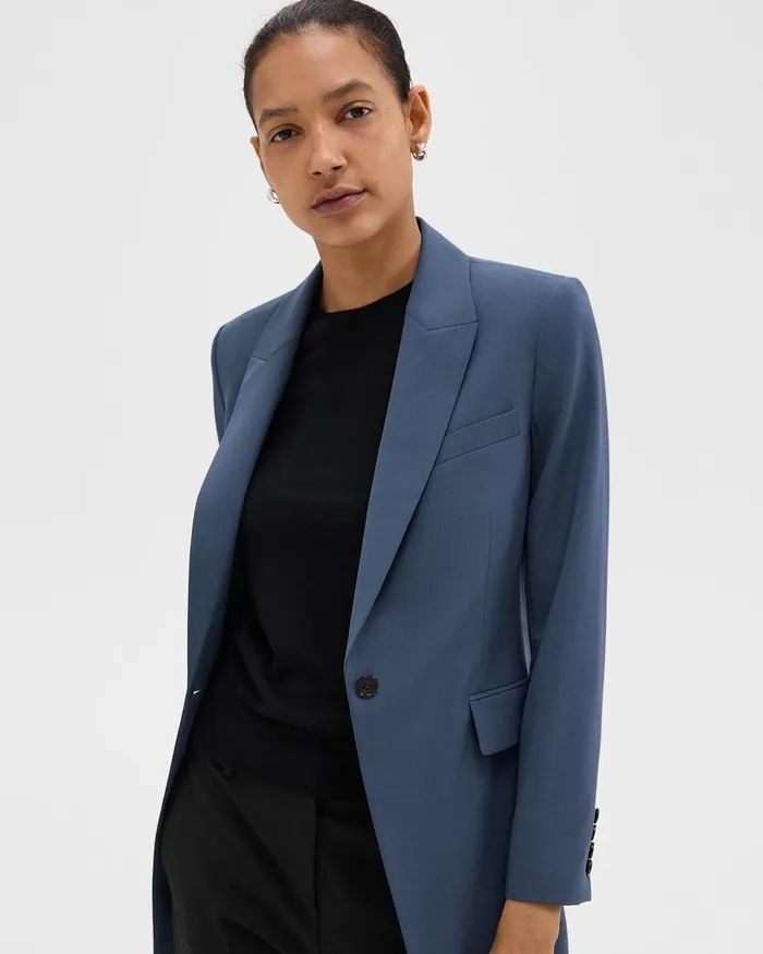 Women Blazers Jackets Theory Etiennette Blazer In Good Wool Ash Blue
