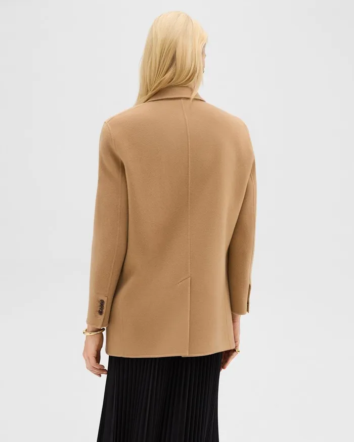 Women Blazers Jackets Theory Oversized Blazer In DoubleFace WoolCashmere New Camel