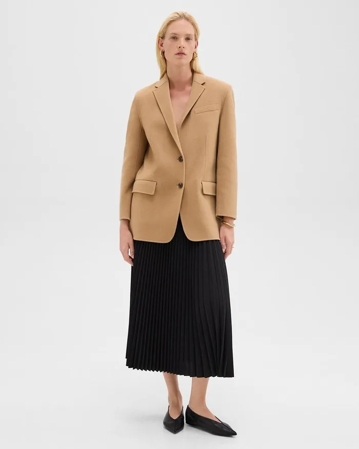 Women Blazers Jackets Theory Oversized Blazer In DoubleFace WoolCashmere New Camel