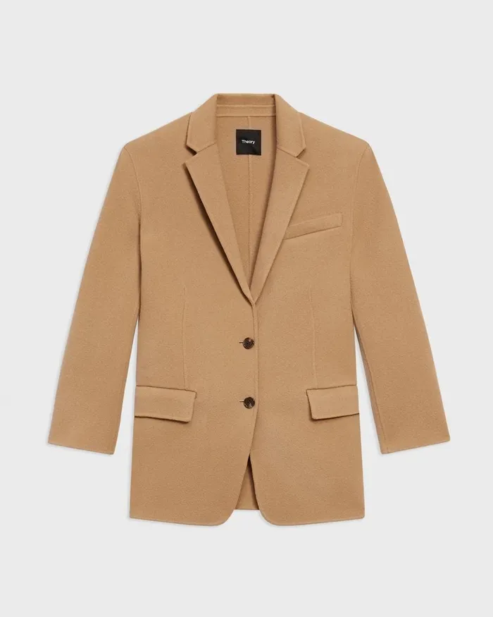 Women Blazers Jackets Theory Oversized Blazer In DoubleFace WoolCashmere New Camel