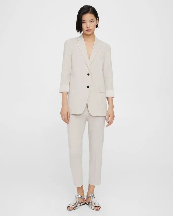 Women Blazers Jackets Theory Rolled Sleeve Blazer In Good Linen Sand