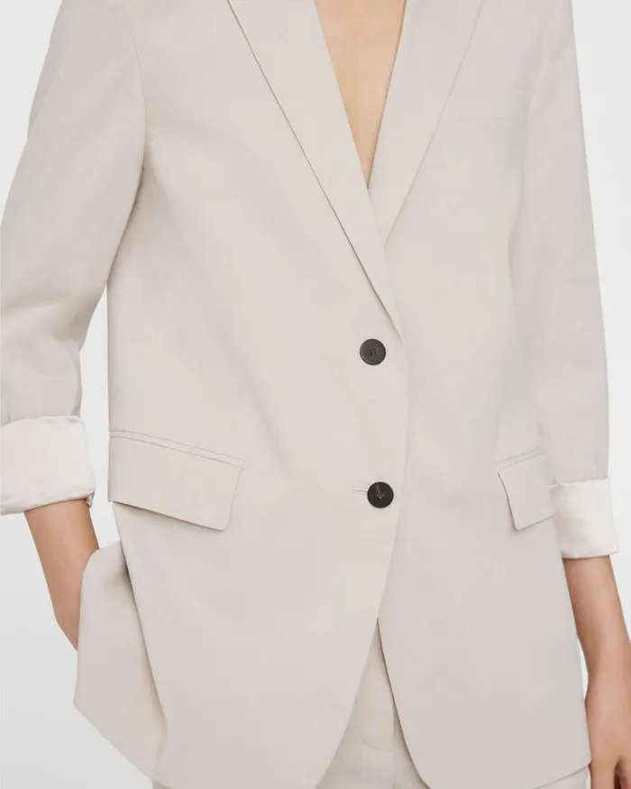Women Blazers Jackets Theory Rolled Sleeve Blazer In Good Linen Sand
