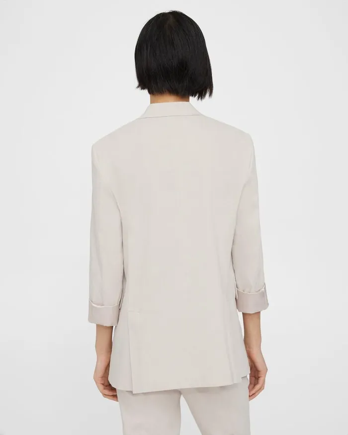 Women Blazers Jackets Theory Rolled Sleeve Blazer In Good Linen Sand