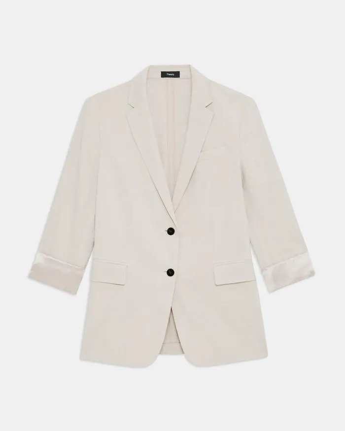 Women Blazers Jackets Theory Rolled Sleeve Blazer In Good Linen Sand