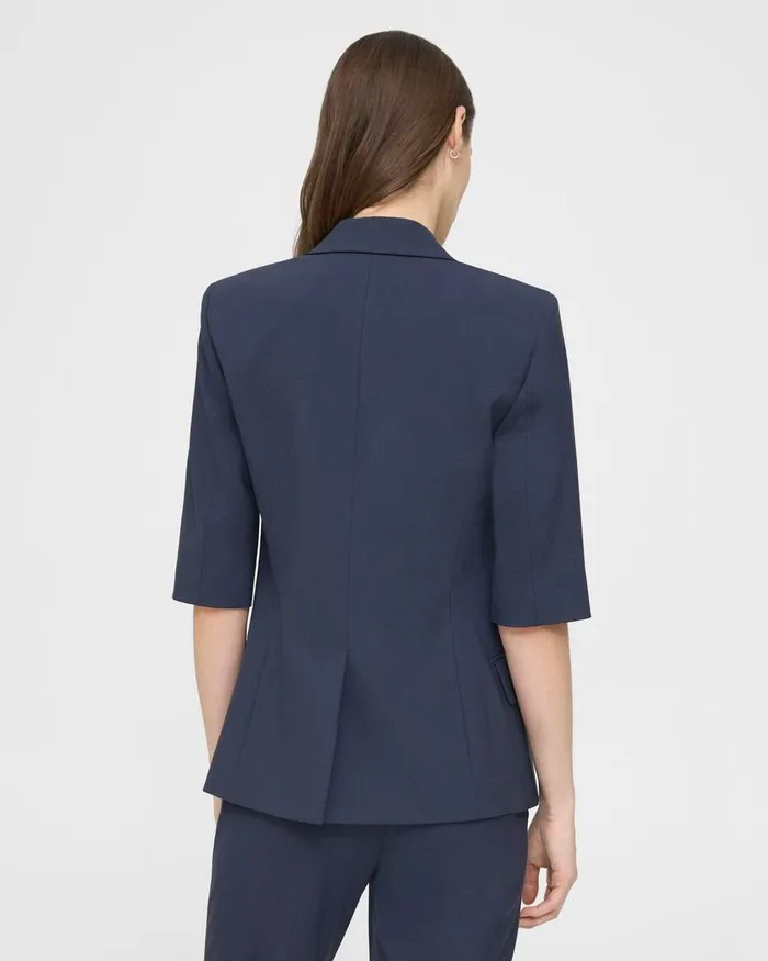 Women Blazers Jackets Theory ShortSleeve Blazer In Stretch Wool Nocturne Navy