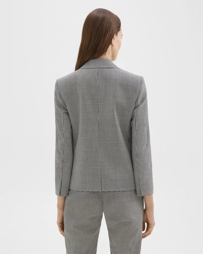 Women Blazers Jackets Theory Slim Blazer In Checked Stretch Wool Black Multi