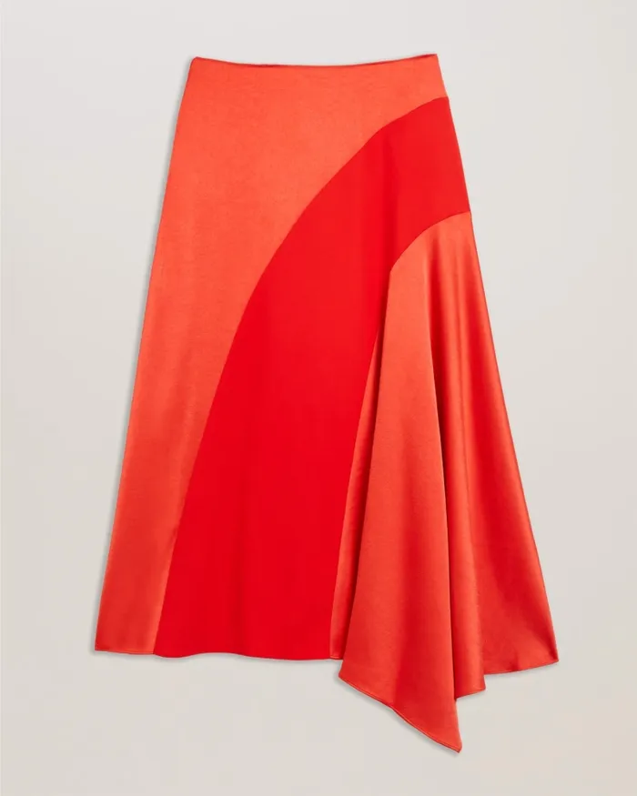 Women BOLSENA 8211 Asymmetric Satin Midi Skirt Red Ted Baker Skirts