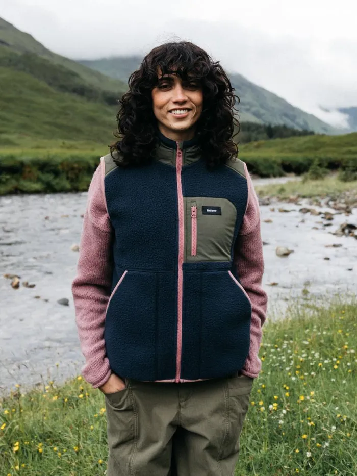 Women Bolster Fleece Gilet Navyolive Finisterre Fleece