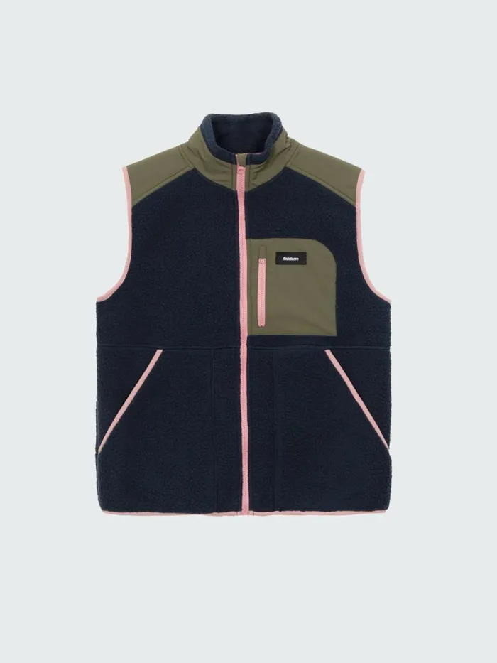 Women Bolster Fleece Gilet Navyolive Finisterre Fleece