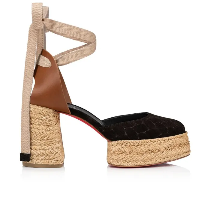 Women Brigissima 85 Mm Espadrilles 8211 Braided Calf Leather 8211 Black Christian Louboutin Platforms