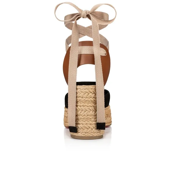 Women Brigissima 85 Mm Espadrilles 8211 Braided Calf Leather 8211 Black Christian Louboutin Platforms