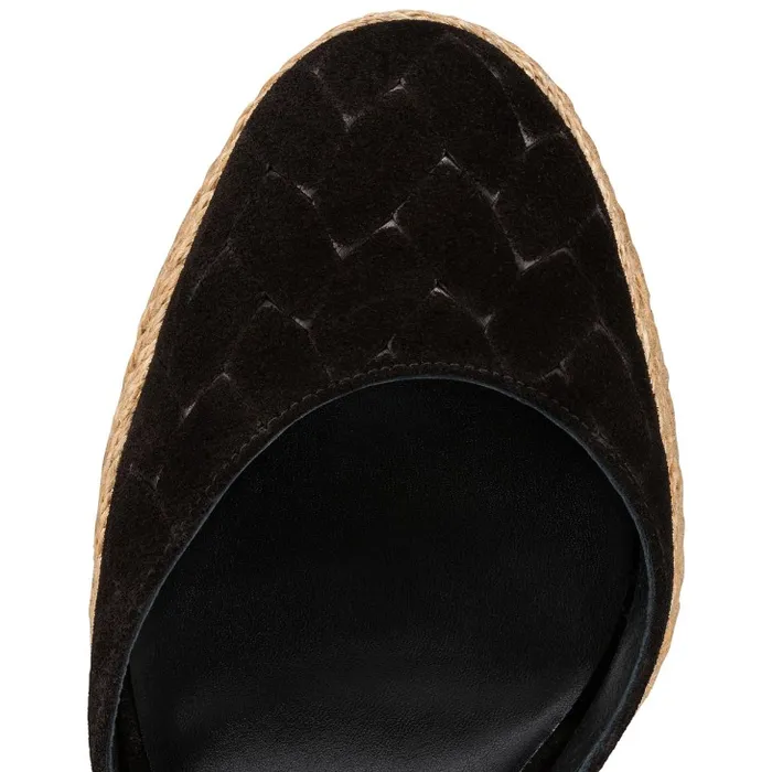 Women Brigissima 85 Mm Espadrilles 8211 Braided Calf Leather 8211 Black Christian Louboutin Platforms